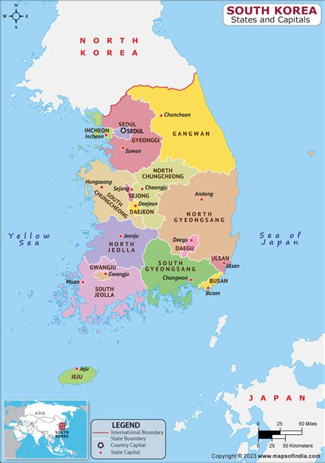 South Korea Regions and Capitals List and Map | List of Regions and Capitals in South Korea