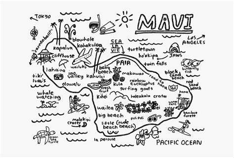 Maui Map Print - Maui Map Black And White , Free Transparent Clipart - ClipartKey