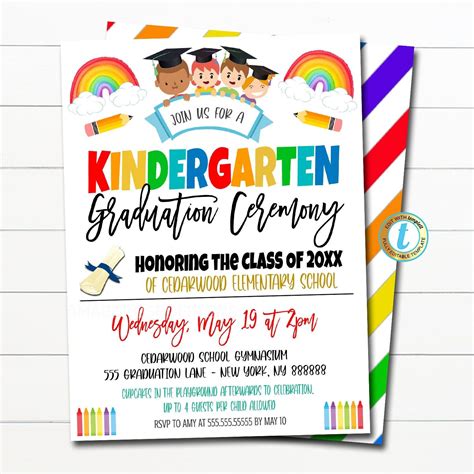 Editable Graduation Invitation Printable Kindergarten Preschool Pre K ...