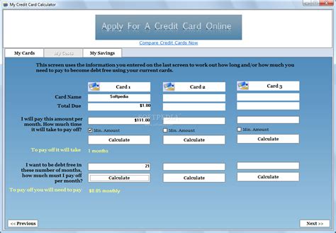 My Credit Card Calculator 1.0 - Download, Screenshots