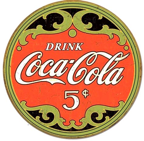 COKE ANTIQUE ROUND VINTAGE COCA-COLA TIN SIGN - Old Time Signs