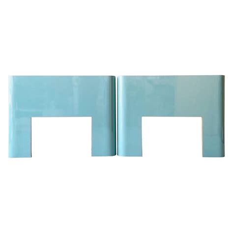 Postmodern Aqua Blue Lacquer Laminate Twin Headboards, a Pair For Sale at 1stDibs