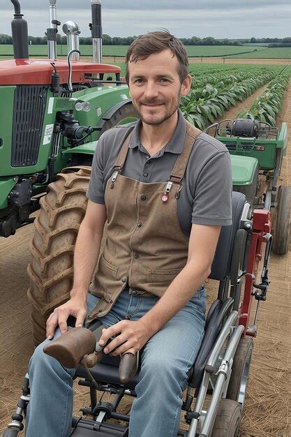 Premium AI Image | Disabled farmer in wheelchair Blurry Background Fild ...