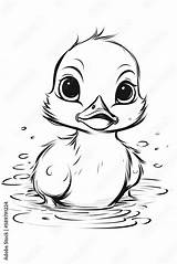 Baby Duck Coloring Page Created With Generative AI Technology Stock  sketch template