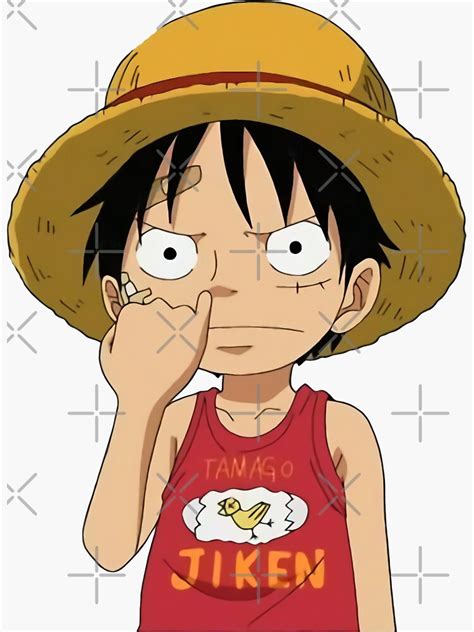 "One Piece Luffy Picking Nose Sticker" Sticker by prettyhagravens ...