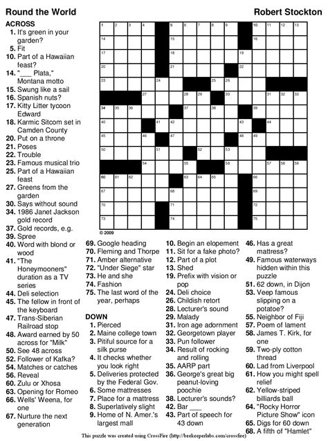 Printable Universal Crossword - Printable Crossword Puzzles