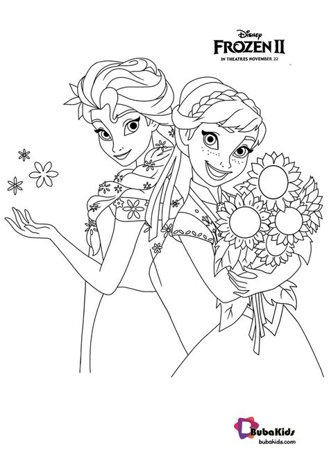 Frozen Sisters Colouring Page Coloring Page Printable | Images and ...