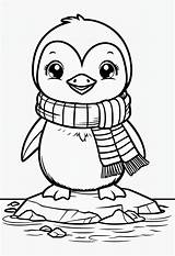 Cute Baby Penguin Cartoon Coloring Book Page  Playground sketch template