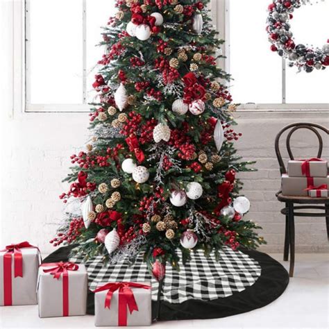 Christmas Tree Skirt, 48 inches Traditional Thick Tree Skirt with ...