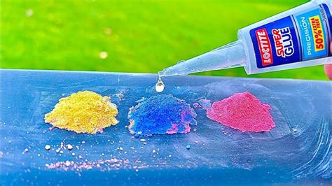 Super Glue and baking soda ! Pour the glue into different colors of baking soda | Rainbow baking ...