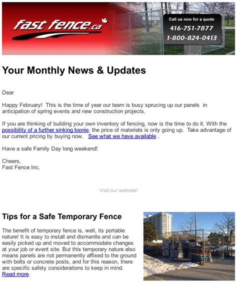 Fast Fence e-news February 2017 | Fast Fence Inc.