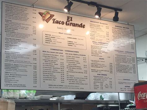 Menu at Taco Grande restaurant, Carpinteria