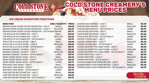 Cold Stone Creamery Menu Prices + Secret Menu (2024)