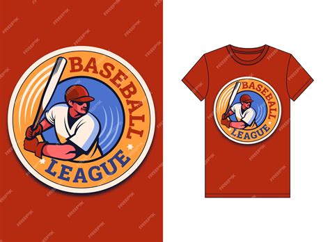 Premium Vector | A red baseball league shirt and a red shirt with a baseball logo on it.