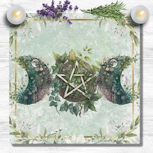 Green Witch Altar Cloth Nature Witch Wicca Altar Cloth Wicca Décor Spring Summer Tarot Cloth ...