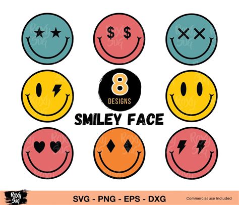 Smiley Face Svg, Retro 70s Smiley Face SVG, Retro Smiley Face Bundle Svg Files for Cricut ...