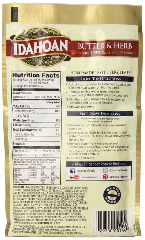 Idahoan Mashed Potatoes, Butter and Herb, 4 Ounce (Pack of 12) - Buy ...