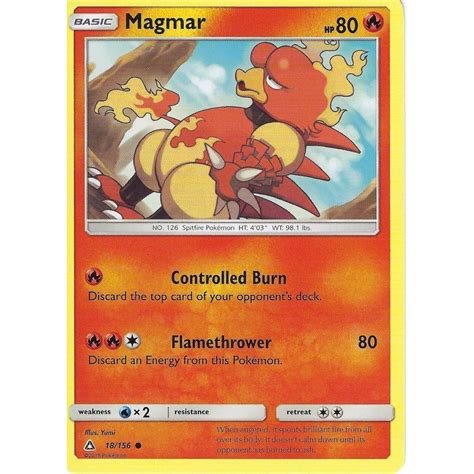 Pokemon Trading Card Game Pokemon Sun & Moon Ultra Prism Card: Magmar - 18/156 - Trading Card ...