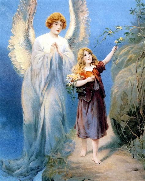 Victorian Era Art Guardian Angel Protects Child Walking at Cliff Christian Print | Guardian ...