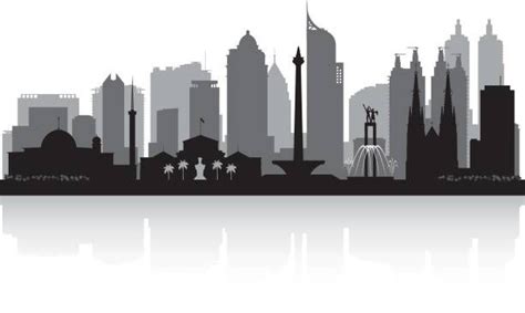 Jakarta Indonesia city skyline silhouette vector art illustration ...