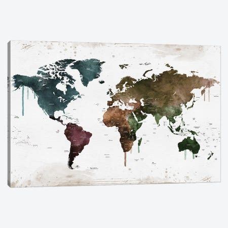 Old World Map Blue Canvas Print by Wild Apple Portfolio | iCanvas