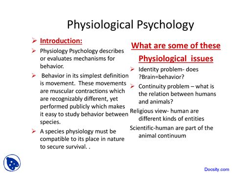 Physiological Psychology - Human Psychology - Lecture Slides | Slides ...