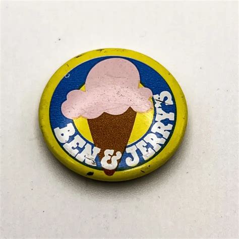 VINTAGE BEN & Jerry's Ice Cream Cone Pin Button Pinback Button ...