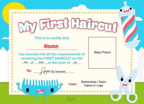 Kids First Haircut Certificate