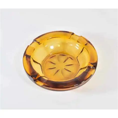 VINTAGE 1970’S MID Century Modern Small Amber Glass Cigar Ashtray MCM ...