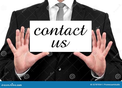 Contact Us. Businessman Shows Business Card Stock Photo - Image of ...