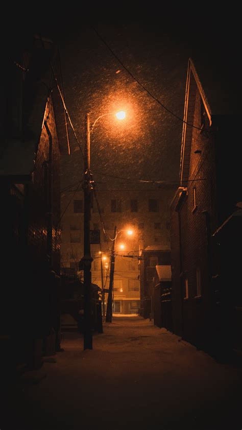 Wallpaper Street, Lights, Night City, Winter, Dark - Dark Street Light ...