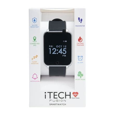 iTech - iTech Fusion Silicone Strap Smartwatch, Color: Black/Silver ...