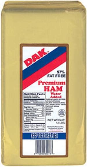 Dak Premium Ham Water Added 97% Fat Free Deli Ham - 12 lb, Nutrition ...