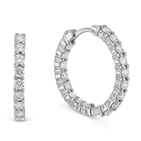 Roberto Coin 18K White Gold Diamond Hoop Earrings, 1" | Borsheims