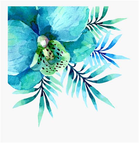 Teal Watercolor Flowers Png , Free Transparent Clipart - ClipartKey