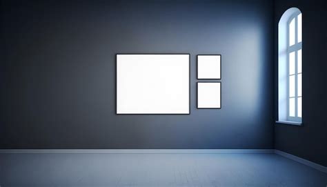 Premium Photo | Empty canvas on wall room frame print realistic poster