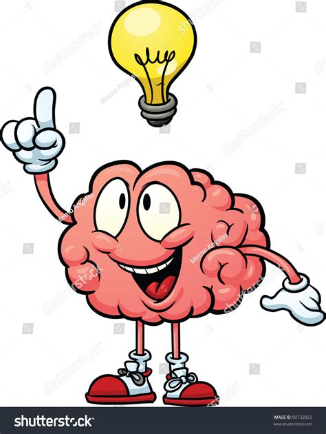 Cute Cartoon Brain Having Idea Vector Stock Vector 90732823 - Shutterstock