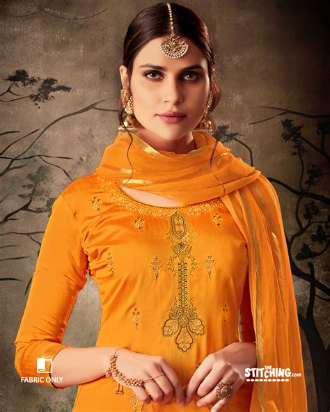 Cadmium Orange Pure Silk Banarasi Unstitched Dress Material - THE STITCHING