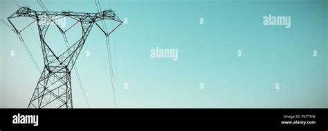 The evening electricity pylon silhouette Stock Photo - Alamy