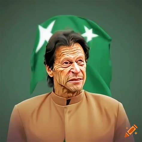 Imran khan with pakistan flag on Craiyon