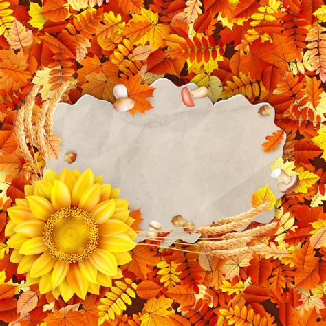 Premium Vector | Autumn vintage paper on colorful leaves background ...