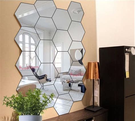 3D Mirror Hexagon Silver Wall Stickers, For Ideal To Decorate Bedrooms, Size/Dimension: 55x42x55 ...