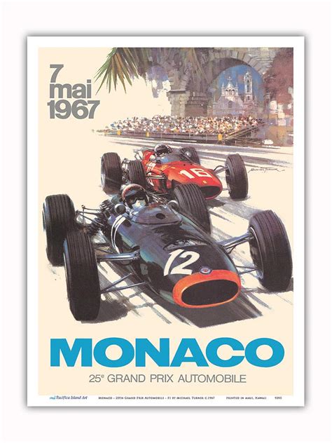 Monaco Grand Prix 1967 Vintage F1 Poster Retro Wall Art | ubicaciondepersonas.cdmx.gob.mx