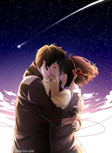 Kimi no Na wa by avanianda | Kimi no na wa, Mitsuha and taki, Cartoon love photo