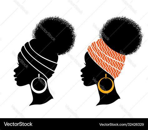 African american women profile black silhouette Vector Image