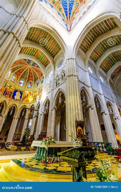 Interior of Cathedral of Almudena Stock Image - Image of european ...