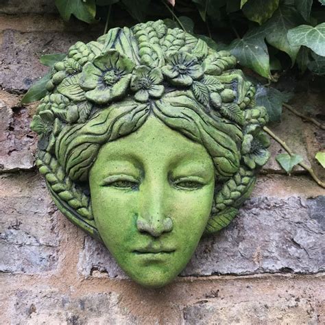 'Harvest' Goddess green lady wall plaque © | Wall plaques, Garden wall art, Garden stones