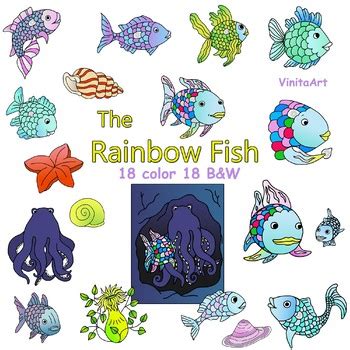 The Rainbow Fish Story book clip art by VinitaArt | TpT