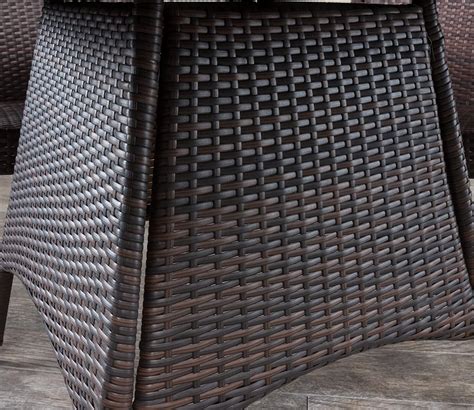 Buy Dark Brown Wicker And Rattan 4 Seater Dining Outdoor Patio Set ...