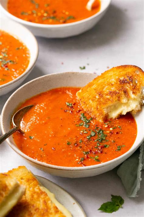 Easy Creamy Tomato Soup with Grilled Cheese - Erin Lives Whole